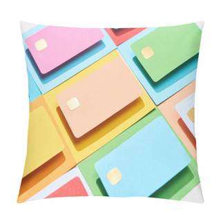 Personality  Multicolored Empty Credit Cards On Colorful Background Pillow Covers