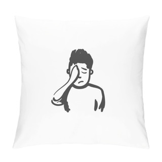 Personality  Shame Feeling Icon. Outline Sketch Drawing Pillow Covers