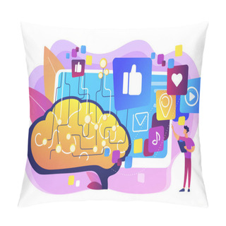 Personality  AI In Social Media Concept Vector Illustration Pillow Covers