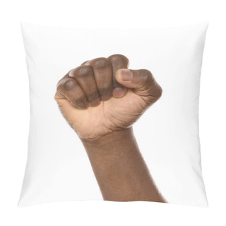 Personality  African-American Man Showing Fist On White Background, Closeup Pillow Covers
