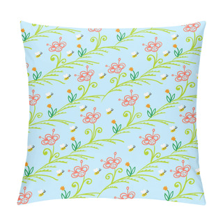 Personality  Pattern With Stylized Flowers And Bees Pillow Covers