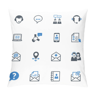 Personality  Contact Us Icons Set 1 - Blue Series Pillow Covers