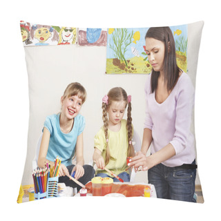 Personality  Children Painting In Preschool. Pillow Covers