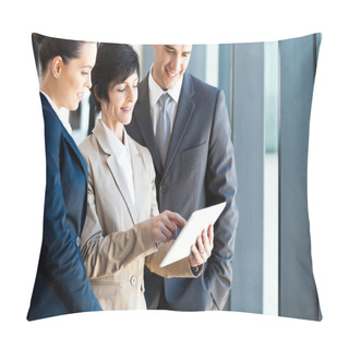 Personality  Group Of Business Using Tablet Computer In Office Pillow Covers