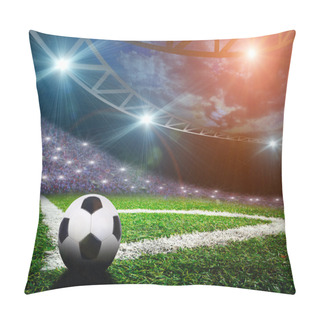 Personality  Soccer Ball On Green Stadium Pillow Covers