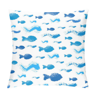 Personality  Painted Fish Waves Pattern Background Pillow Covers