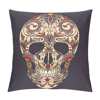 Personality  Color  Illustration Of A Sugar Skull. The Holiday Of The Day Of The Dead. Pillow Covers
