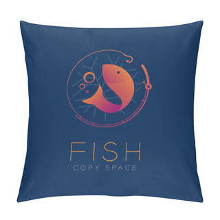 Personality  Fish Symbol Icon And Fishing Rod, Air Bubble Set Pillow Covers