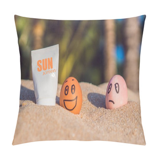 Personality  Sunburned Egg Smeared The Sun Screen, And The Burnt Egg Was Not  Pillow Covers