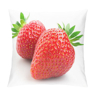 Personality  Two Strawberries Isolated On White Background Pillow Covers
