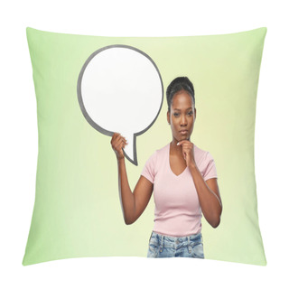 Personality  African American Woman Holding Speech Bubble Pillow Covers