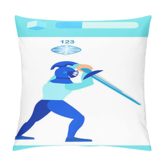 Personality  Warrior Knight With Sword Flat Vector Illustration Pillow Covers