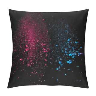 Personality   Pink And Blue Holi Powder In Air On Black Background Pillow Covers