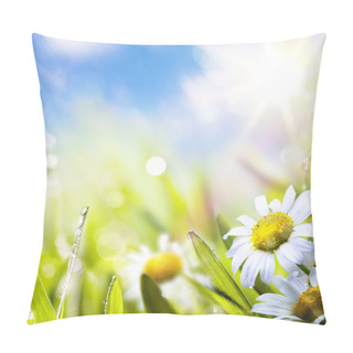 Personality  Art Abstract Background Springr Flower In Grass On Sun Sky Pillow Covers