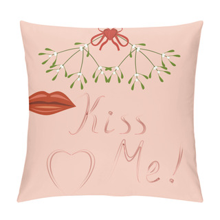 Personality  Kiss Me, Lips And Mistletoe Pillow Covers