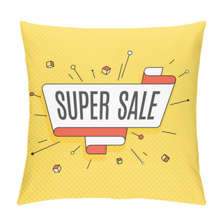 Personality  Super Sale. Retro Design Element In Pop Art Style On Halftone Co Pillow Covers