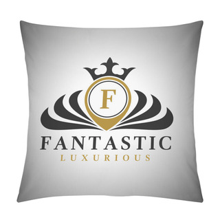 Personality  Letter F Logo - Classic Luxurious Style Logo Template Pillow Covers