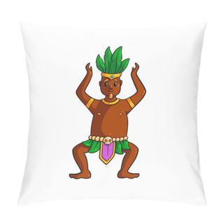 Personality  Dancing African Tribe King With Hands Up And Gold Jewelry Pillow Covers