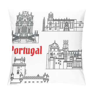 Personality  Historical Travel Sights Of Portugal Linear Icon Pillow Covers