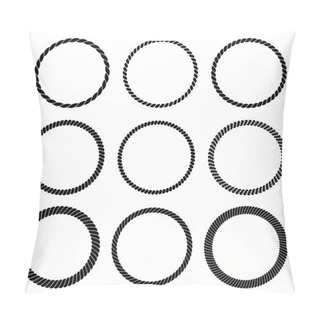 Personality  Vector Set Of Round Black Monochrome Rope Frame. Collection Of Thick And Thin Circles Isolated On The White Background Consisting Of Braided Cord. For Decoration And Design In Marine Style. Pillow Covers