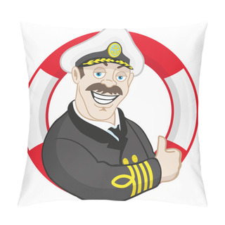 Personality  Cartoon Smiling Captain. Pillow Covers