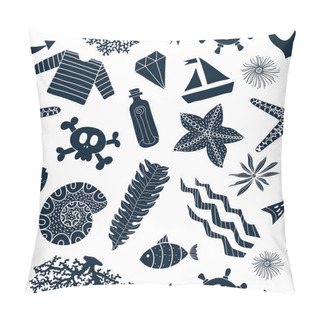 Personality  Seamless Pattern Of Sea Life. Pillow Covers