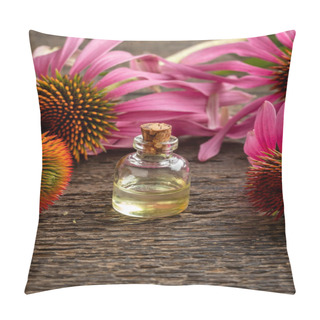 Personality  Essential Oil Bottle With Fresh Echinacea Flowers Pillow Covers