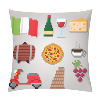 Personality  Italy Culture Symbols Icons Set Pillow Covers