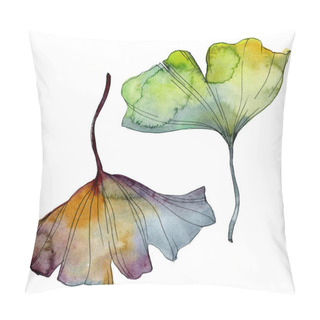 Personality  Ginkgo Biloba Leaf. Leaf Plant Botanical Garden Floral Foliage. Watercolor Background Illustration Set. Watercolour Drawing Fashion Aquarelle Isolated. Isolated Ginkgo Illustration Element. Pillow Covers