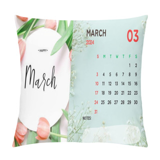 Personality  Calendar For  March 2024 Year Every Month Pillow Covers