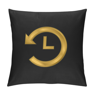 Personality  Backward Time Gold Plated Metalic Icon Or Logo Vector Pillow Covers