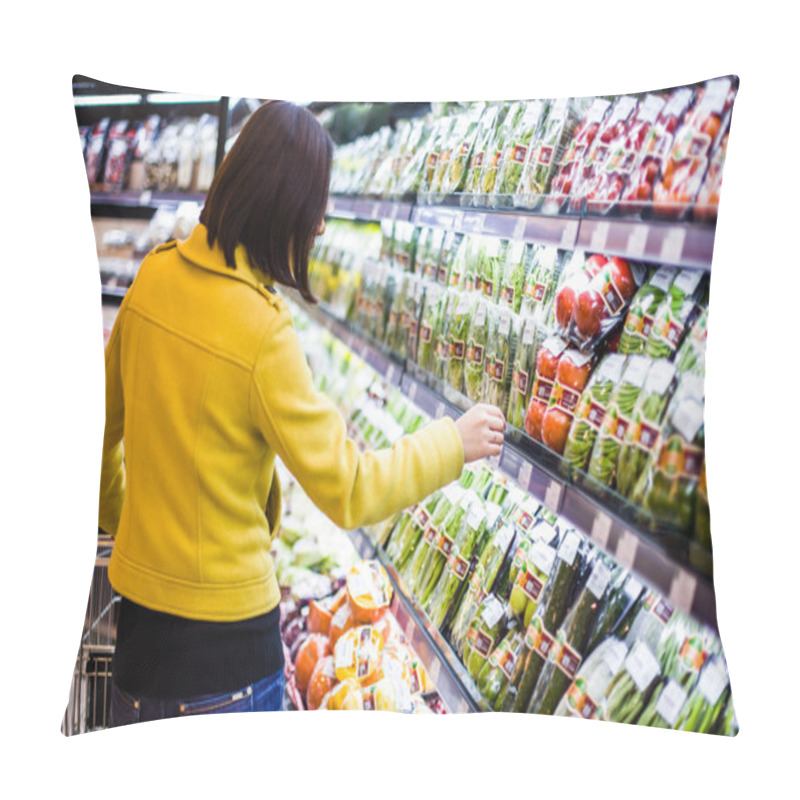 Personality  Young Woman Shopping In The Supermarket Pillow Covers