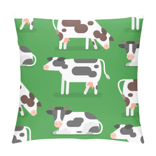 Personality  Vector Flat Style Seamless Pattern With Cow. Pillow Covers
