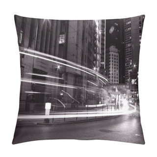 Personality  Busy Traffic In Hong Kong At Night In Black And White Pillow Covers