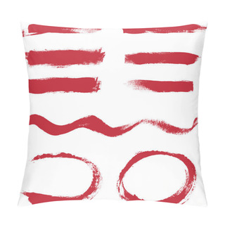 Personality  Red Hand Painted Vector Abstract Brush Strokes And Circles Collection Pillow Covers