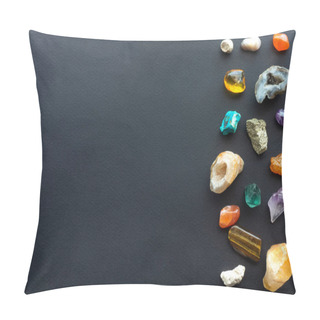 Personality  Mockup With Gemstones For Invitations To Therapeutic Massage With Minerals And Massage With Chilled Precious Stones. Design Template With Gems For Business Cards, Invitations, Banners With Copy Space. Pillow Covers