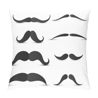 Personality  Set Of Hipster Mustache On White Background Pillow Covers