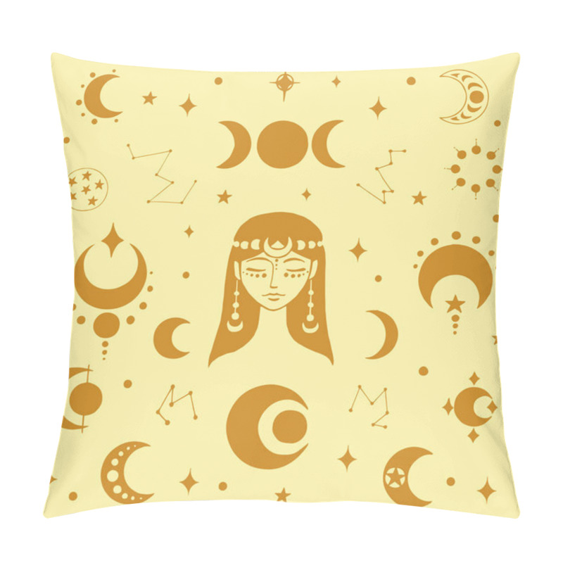 Personality  Collection of moon mystical and mysterious illustrations in hand drawn style. Perfect for tattoo, textile, cards, mystery,  logo emblems and product packaging. pillow covers