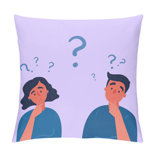 Personality  Couple Of Man And Woman Having A Question Marks Pillow Covers