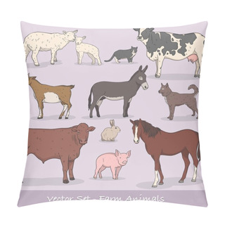 Personality  Farm Animals Vector Set Pillow Covers