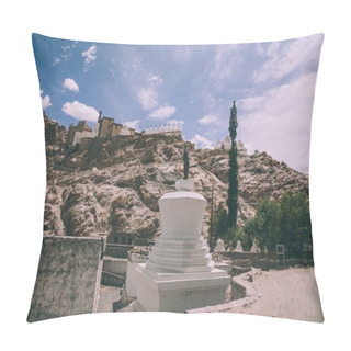 Personality  Traditional White Stupa In Leh, Indian Himalayas Pillow Covers