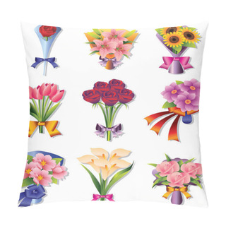 Personality  Flower Bouquet Icons Pillow Covers
