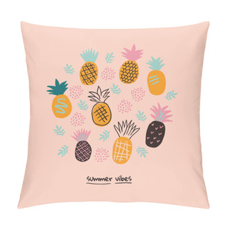 Personality  Colorful Minimalistic Pineapples Isolated Pillow Covers