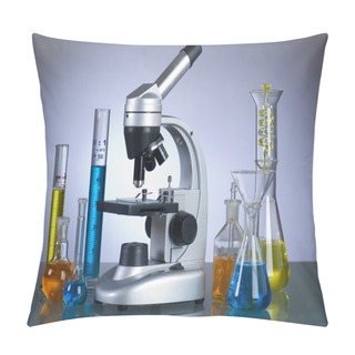 Personality  Microscope With Laboratory Elements Pillow Covers