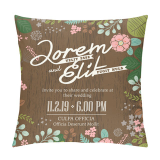 Personality  Wedding Invitation Card With Cute And Colorful Foliage Backgroun Pillow Covers