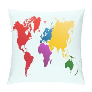 Personality  World Map, Colorful Continents Atlas EPS10 Vector File. Pillow Covers