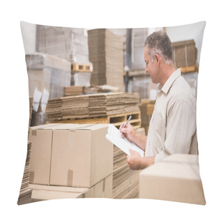 Personality  Warehouse Worker Checking His List Pillow Covers