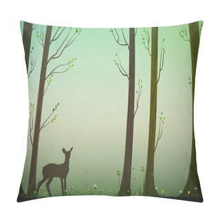 Personality  Young Deer In Spring Or Summer Forest, Nature Scene, Pillow Covers
