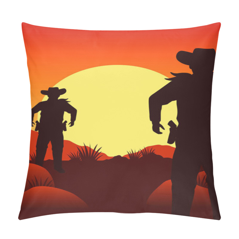 Personality  wild west sunset desert scene with cowboys pillow covers
