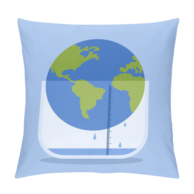 Personality  A jar measuring the water melted from the earth. Concept for global warming pillow covers